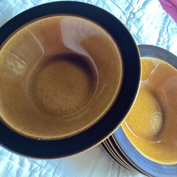 SET OF 6 HOMER LAUGHLIN DECO-STONE HEARTHSIDE RIMMED SOUP/CEREAL BOWLS - Picture 3 of 12